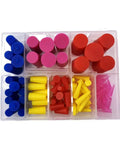 Super Duper 100 Pcs High Heat Silicone Rubber Tapered Plugs Assortment Kit For Powder Coating And Painting, Ultimate Masking System That Sticks Around And Makes Things Look Totally Fresh! assorted silicone plugs in organizer tray