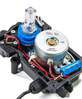 24V valve actuator with black housing, blue cap, and silver motor.