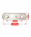 Single Trailer Axle Shackle Kit For Double Eye Springs with Four 3 1/8 Inch Shackle Straps, dimensions detailed, unpainted.