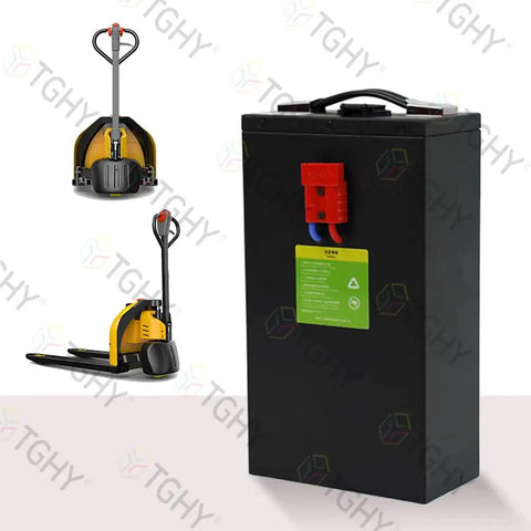 Heavy Duty 24 Volt 20AH Electric Stacker Truck Battery Pack With Smart Bms Protection For Long Life Cycles And Fast Charging Action, side and back view.