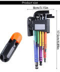 Kick Up Your Gear Game With This 9Pcs Long Arm Hex Key Set Featuring Durable Hardened Steel L Shape Wrenches That Crush Tough Jobs Without Breaking Or Slipping For Serious Repair Pros And DIY Whizzes Alike. 9-piece hardened steel hex key set, 17.5cm long, in holder