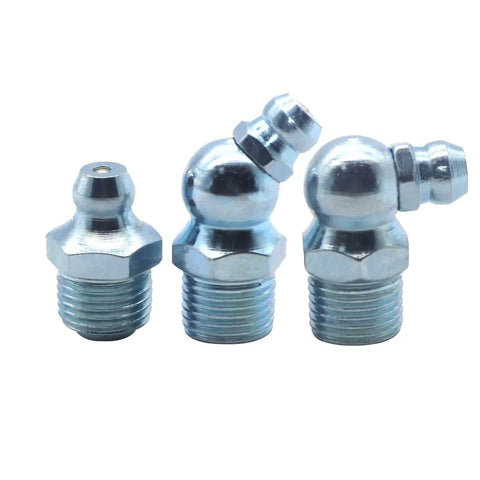 110 Piece Grease Nipple Set SAE 1/4 and PTF 1/8 Inch Straight 45 Degree 90 Degree Bent Hydraulic Zerk Fittings Carbon Steel Blue Zinc Plated