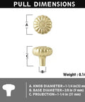 Unlacquered Brass Cabinet Knobs One And One Quarter Inch 2 Pack Living Finish Flower Hardware dimensions with weights