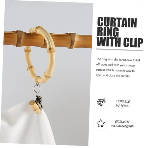 2 Pack Curtain Rings With Clips Anti Slip Shower Drapery Hooks For Stable Curtain Suspension And Smooth Glide Rod Round Design Easy Install Durable No Snag in khaki