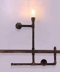 Wall-mounted light fixture and shelf using Three Quarter Inch Black Malleable Iron Pipe Fittings Flange Tees And Elbow Set For DIY Decor