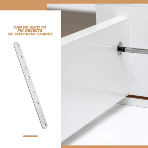 4-Piece Heavy Duty Stainless Steel Straight Brackets And Flat Joining Plates Set used to fix different shapes for shelving