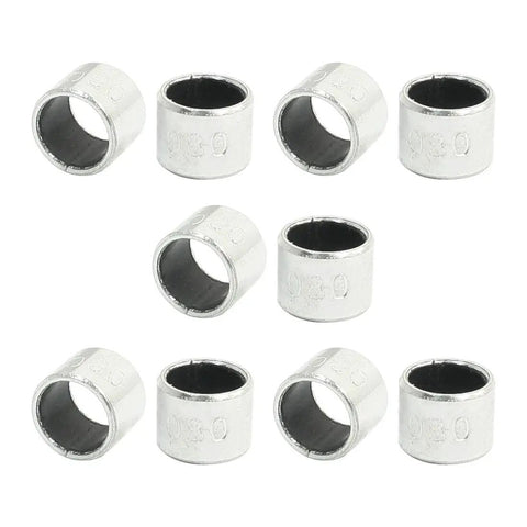 Plain Bushing Sleeve Bearing 5/16 Bore, 25/64 OD, 5/16 Long, 10 Pcs YCEN527 arranged in a group, metal finish