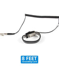 Anti Static ESD Adjustable Metal Wrist Strap With 8 Foot Coiled Cord Heavy Duty Grounding Wristband For Electronics Assembly Work Durable Anti Static Bracelet Personal Safety Protector Black, displayed with 8ft cord and clip on white background.