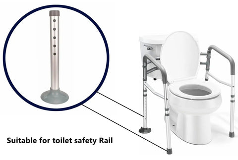 Lightweight Aluminum Leg Tubes With Replacement Suction Cup Tips For Toilet Safety Rail, Shower Chair, And Bath Stool, 5 Height Adjustable Legs