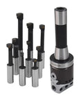 Two Inch Boring Head Set With Half Inch Hole Nine Pack Carbide Boring Bars For Milling Machines R8 Shank Durable Ground
