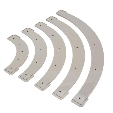 Pro Level Router Templates And Corner Radius Jigs Kit Featuring Five Heavy Duty Plastic Woodworking Guides, showing curved radius templates.