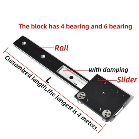 Adjustable Linear Guide Rail With Damping Wheel Slider For Precision Motion System 300-1400mm Plug-And-Play Ready No-Fuss Setup Easy Install Custom Length High Precision For Automated Machinery And Robotic Assemblies, rail with slider