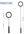 Product size comparison of Telescoping Inspection Mirror With LED Light And 3.75 Inch Round Mirror, Extendable Handle From 14.5 To 39.4 Inches