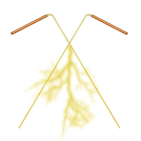 Top Rated Copper And Brass Dowsing Rods With Free Gliding Handles, angled crossing rods for spirit questing and water divining.