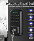 Top Tier Smart Keyless Entry Door Lock With Digital Keypad And Built In WiFi Deadbolt Features voice app control and emergency key port.