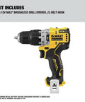 12V Max XR Hammer Drill Bare Tool ultracompact lightweight for quick home projects with belt hook and two speed action
