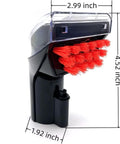 Replacement brush head attachment for Bissell 1400B vacuum, black plastic with red bristles (front view)