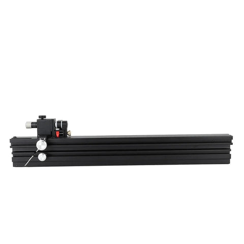 Rock Solid Miter Gauge For Table Saw With 18.9 Inch Durable Aluminum Alloy Build and Dual Measurement Scale side view.