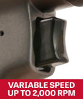 Close-up of the variable speed switch for Three Eighths Inch Pneumatic Reversible Drill With Variable Speed Up To 2000 RPM Sealed Ball Bearing Design.