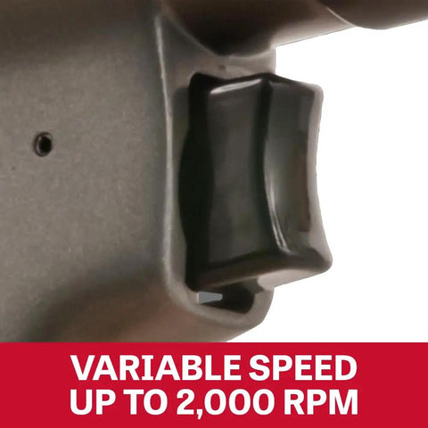 Close-up of the variable speed switch for Three Eighths Inch Pneumatic Reversible Drill With Variable Speed Up To 2000 RPM Sealed Ball Bearing Design.