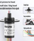 30A Three Wire Slip Ring With Gold Brush Contacts For Motor Encoder And Small Drive 22mm No Fuss Fiber Brush Tech Delivers Smooth Power And Signal Transmission For Reliable Performance, 22mm slip ring with wires