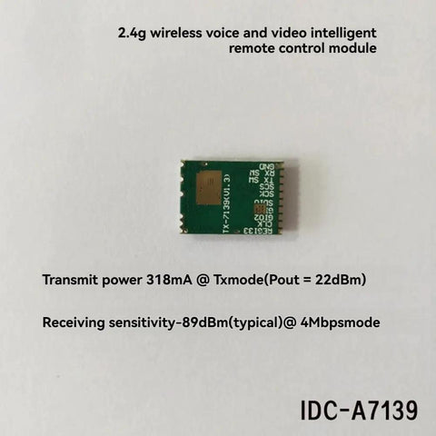 2.4GHz FHSS Wireless Transmitter Module A7130 for baby monitors, security systems, and cars, green circuit board.
