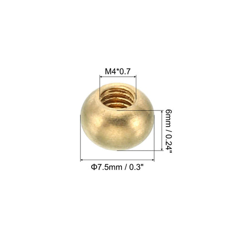 M4x0.7 Brass Ball Lamp Finials 15 Pack Cap Nuts Knobs For Furniture Lighting And DIY Builds 7.5mm Diameter product image
