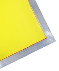Dry Sift Screen Set With Aluminum Frame And Polyester Mesh, 4 Piece Kit corner detail showing bright yellow mesh and silver frame.