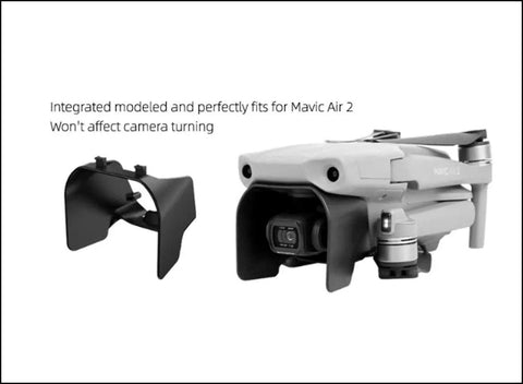 Sun Shield For Mavic Air 2 Drone Camera A Snug Snap On Accessory That Cuts Sun Glare While Flying shown fitted on drone.