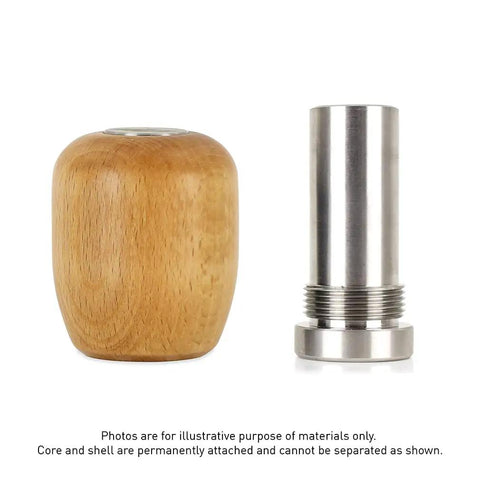Short Steel Core Wood Shift Knob In Beech Wood Natural Hardwood Gear Shift Knob With Stainless Steel Core 67mm Height By 50mm Diameter Unique Woodgrain Temp Resistant Smooth Grip For Grippy Hand Feel