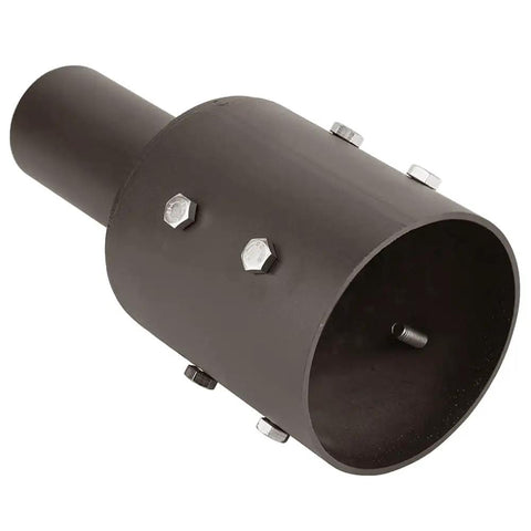 4 Inch To Two And Three Eighths Inch Round Tenon Adapter For Outdoor Lighting Poles In Bronze, Bullhorn Mount Bracket Kit With Slip Fitter Reducer For Exterior Fixtures, Heavy Duty Powdered Metal Steel Construction