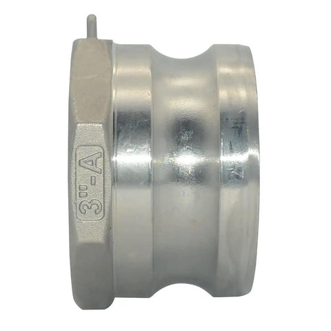 Female Pipe Threads 3 Inch Type A Trash Pump Adapter Male Camlock And Groove Hose Fitting Stainless Steel 316 For Vacuum Trucks Beefy Heavy Duty Suction And Discharge Line Assembly, side view