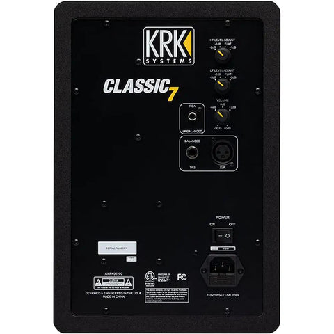 Rear panel of 7 Inch Powered Studio Monitor Pair With Bi Amp Class A And B Amps 73W Total Self Powered Pro Reference Speakers