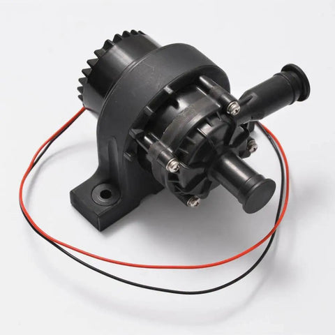 Compact Pwm Water Pump 12 Volt Electric Coolant Circulator with black housing and wires for engine cooling in cars and EVs.