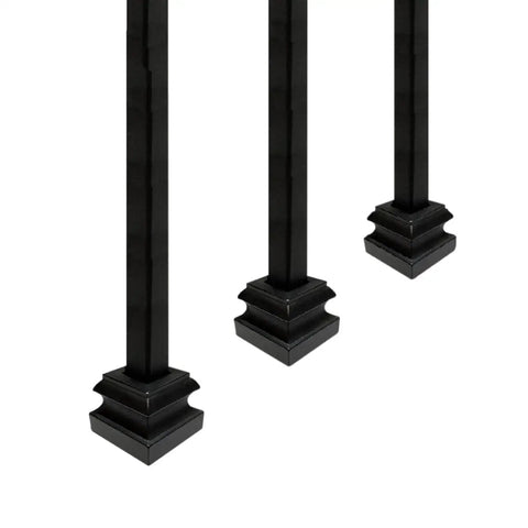 Flat Base Baluster Shoes For Half Inch Square Balusters Satin Black Iron Stair Parts With Screws Set Of 50 Hides Holes Gaps And Dings