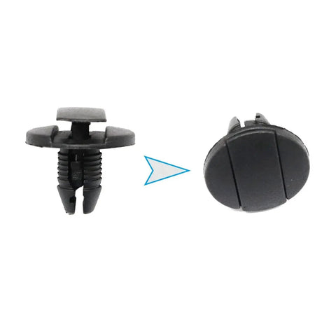 Close-up of 20 Piece Engine Compartment Trim Clip Fasteners for Porsche Cayenne 2011 to 2018, showcasing heat resistant plastic clips.
