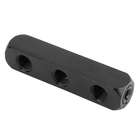 Inline Air Manifold Block For Pneumatic Systems With 1/4 Inch Thread Aluminum Air Hose Splitter Pro Grade Black Finish
