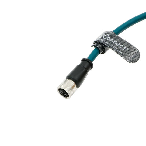 M12 X Code 8 Pin Male To Female Industrial Sensor Connector Cable Waterproof Shielded, high flex 2m length, front view.