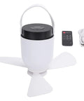 Dpofirs USB Rechargeable Ceiling Fan with LED Lamp, Remote Controlled, compact design with white body and remote control.