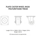 Heavy Lifter Rigid Plate Caster Wheel With Durable Polyurethane Tread For Workshop Builds And Industrial Carts Holds True Line Track Smooth Quiet Roll 5.5 X 4.0 X 5.9 Inches Single Unit - detailed view with dimensions.