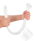 Heavy Duty 24 Inch Zip Ties Outdoor UV Resistant 120 Lb Tensile Strength 50 Pack For Awnings Branches Crops Water Pipes And Cable Bundling Tough As Nails Quality Nylon 66, white ties held in hands