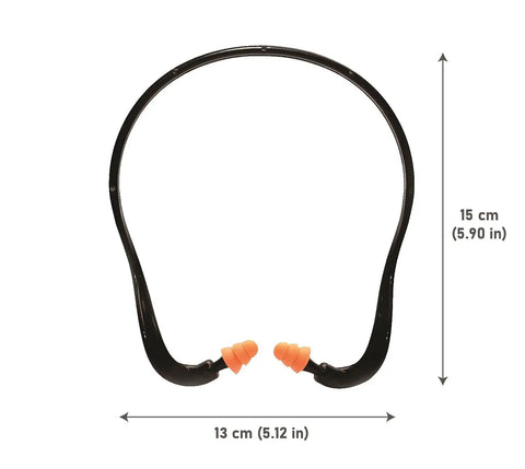 Two Pairs Soft Banded Silicone Reusable Ear Plugs For Sleep And Swim With 22dB NRR, shown with measurements 13x15 cm