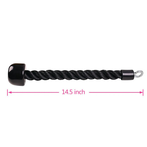 Beefy Heavy Duty Tricep Rope Attachment For Cable Machines with 14.5 inch nylon rope and stainless steel snap hook