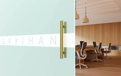 Titanium Gold Square Barn Door Handles Set Long Pull Push Double Sided For French Style Doors 12 To 59 Inch Fits Three Quarter