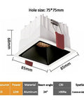 12 Pack 3.3 Inch Square Ultra Thin Led Recessed Downlights With Legit Bright Dimmable Illumination Selectable 3000K 4000K 6000K Color Temperatures Gonna Look Sharp On Your Ceiling Aluminum Housing Zero Glare Easy Install For Tight Squeezes, showing 12W aluminum downlight with square shape and specifications.