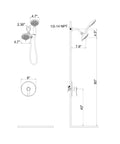 Diagram of Shower System With 6 Mode Bathtub Handheld Showerhead And Rain Shower Combo, 2 In 1 Shower Head, Matte Black Finish.