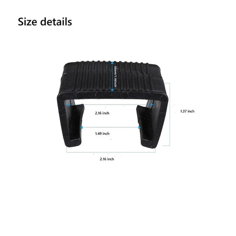 Size details of black plastic clip from Pack Of 10 Outdoor Patio Wicker Rattan Furniture Alignment Clips For Sectional Sofas And Chairs Non Slip 2.14 Inch M Size Easy Install Keep Modules From Shifting To Maintain A Clean Seamless Look.
