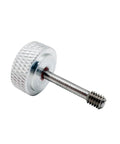 M5 X 25 MM Captive Panel Screws With Knurled Thumb Head 4 Pc Set Stainless Steel Thread Aluminum Alloy Fastener close-up view.