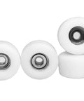 Apex 71D Urethane Fingerboard Wheels With Ultra Spin Bearings, New Street Style Design, 7.7mm Diameter, Made In USA, White Blue Glow