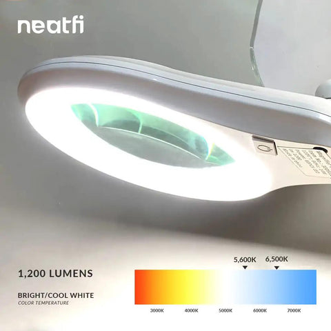 LED Magnifying Lamp With Clamp, 1,200 Lumens, 5-Inch Glass Lens, 2.25x Magnification (5-Diopter), Cool White Light Close-up